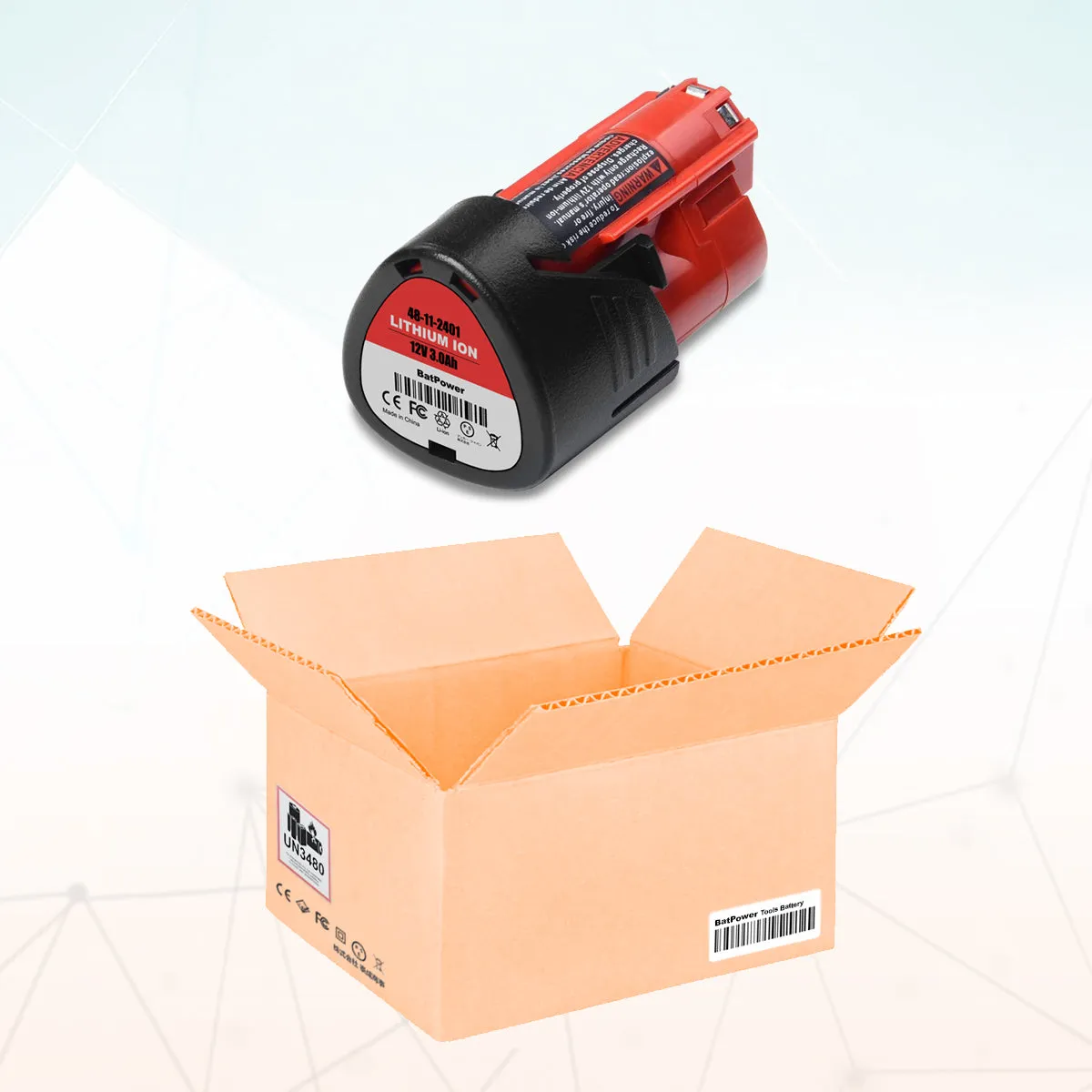 48-11-2420 12V 3.0AH Compact Battery Replacement for Milwaukee 12V Battery M12 2.0Ah 2.5Ah 1.5Ah 48-11-2425 48-11-2430 48-11-2401