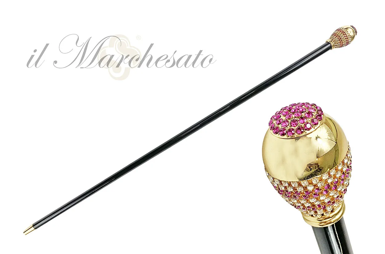 Awesome walking cane with Fucsia crystals