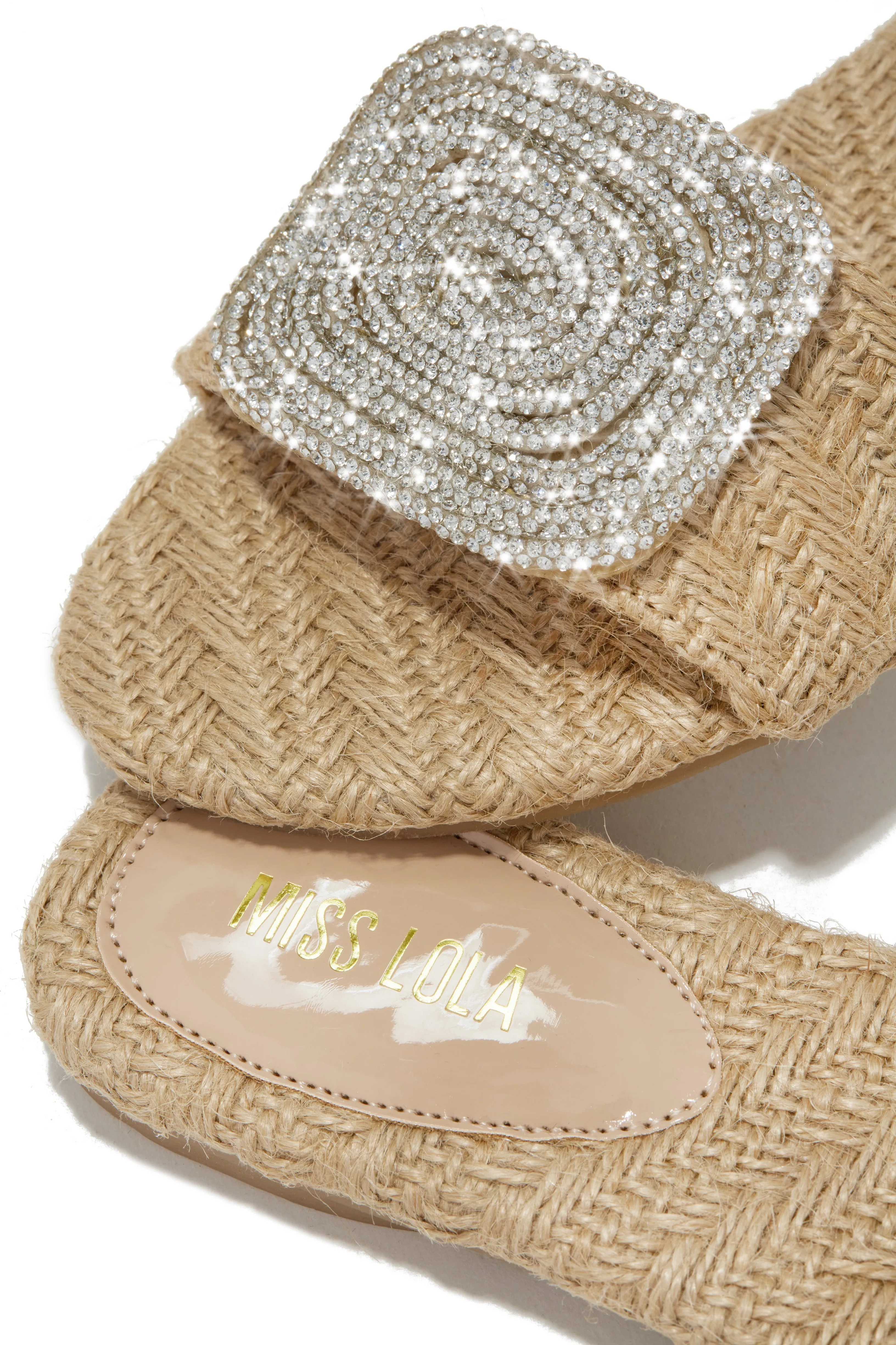 Beach Cocktail Embellished Slip On Sandals - Natural