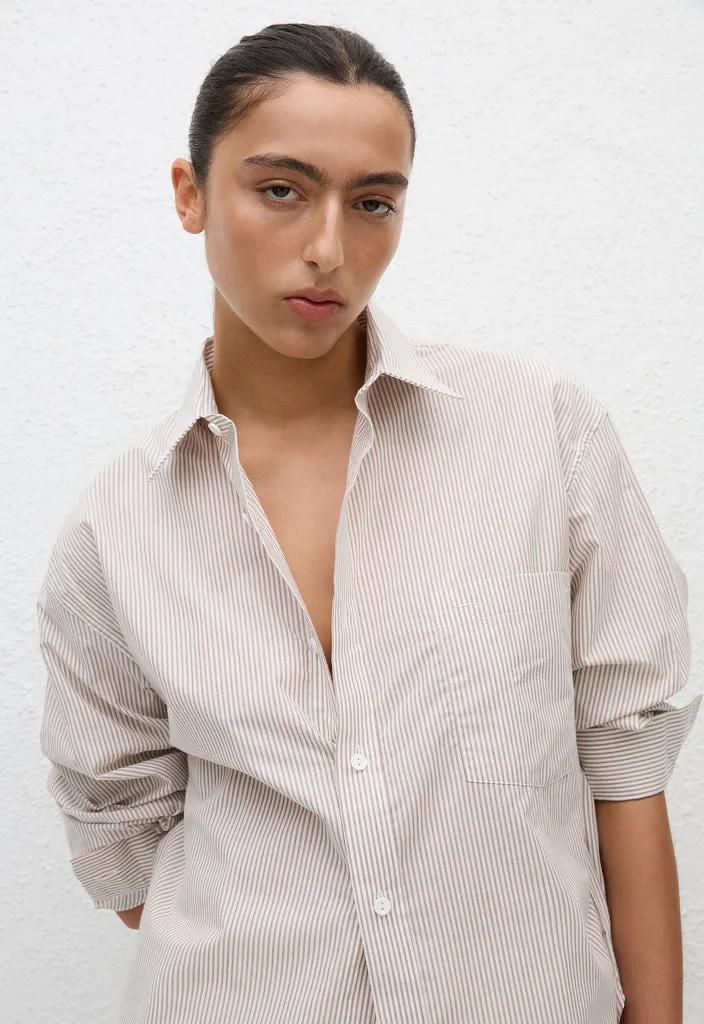 Classic Stripe Shirt - Taupe Pinstripe