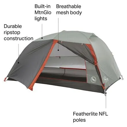 Copper Spur HV UL2 MtnGLO Tent: 2 Person, 3 Season Big Agnes, Silver/Gray