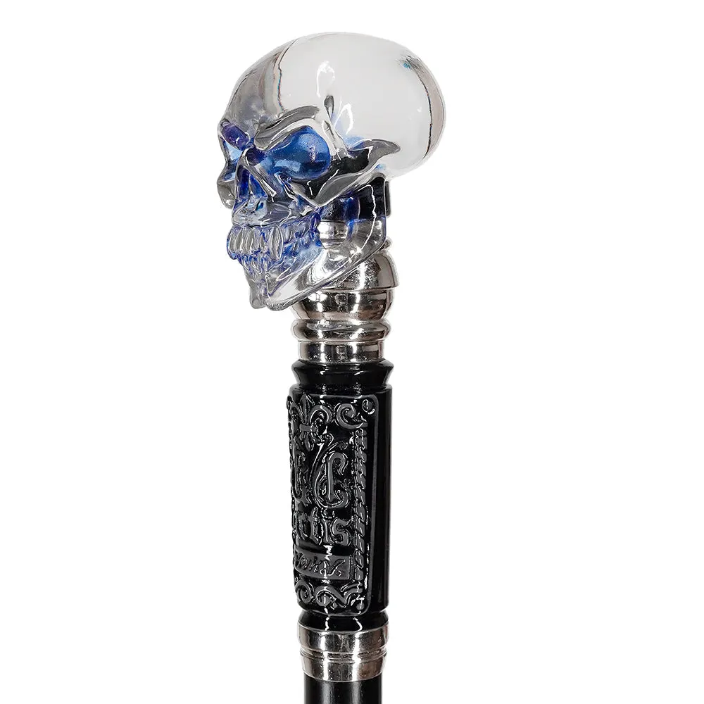 Crystal Skull Artisan Intricate Handcarved Cane