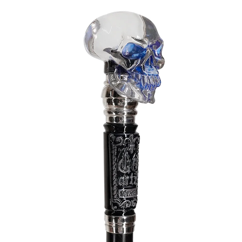 Crystal Skull Artisan Intricate Handcarved Cane