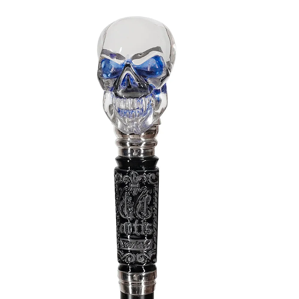 Crystal Skull Artisan Intricate Handcarved Cane