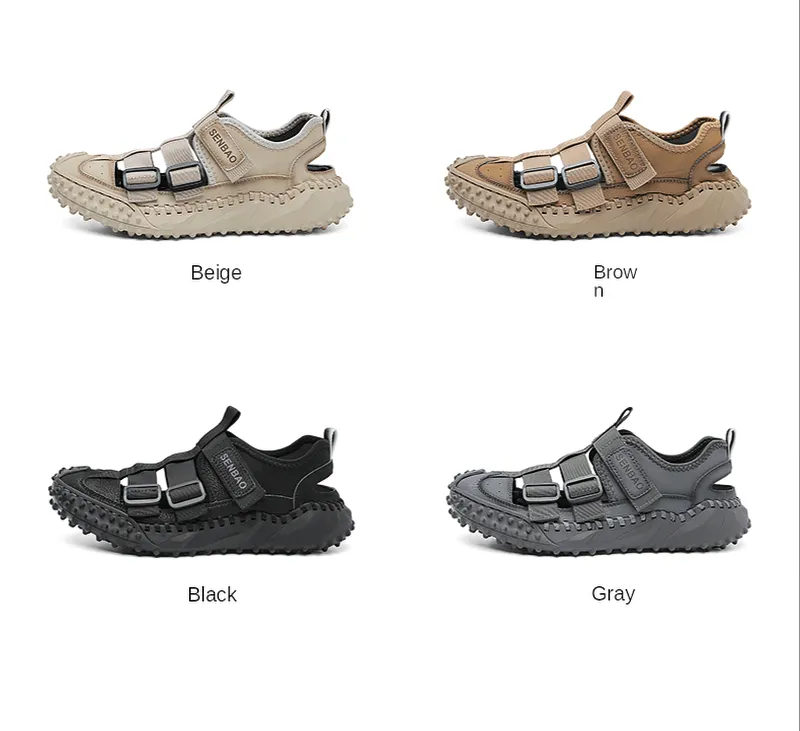 Elastic Soles Leather Men's Hiking Sandals With Breathable Upper - SF1396