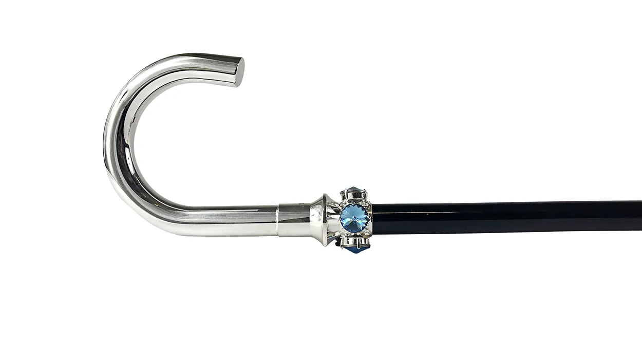 Fantastic Men's cane with aquamarine crystals