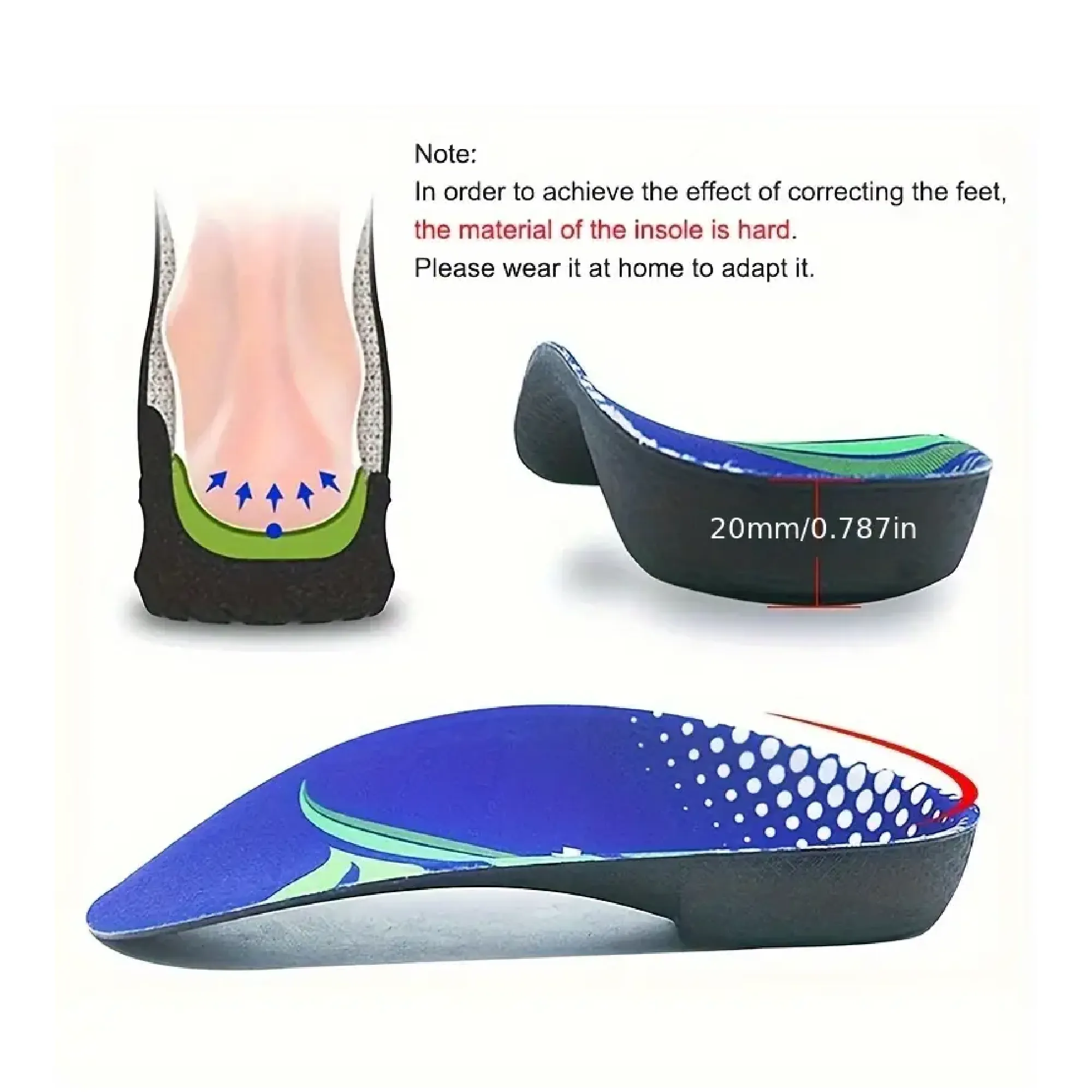 High Arch Support Orthotic Inserts for Improved Foot Comfort and Stability