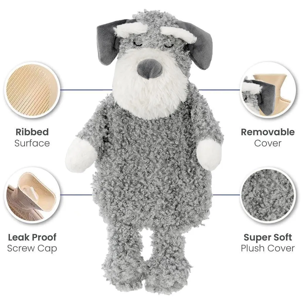 Hot Water Bottle With Plush Fluffy Cover 1L (Grey)