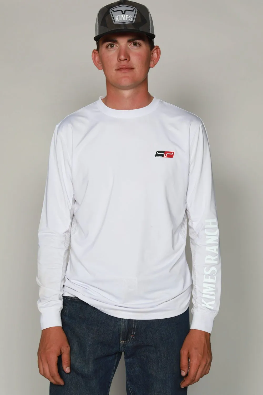 Kimes Ranch Mens K1 Tech Tee White Polyester Blend L/S T-Shirt