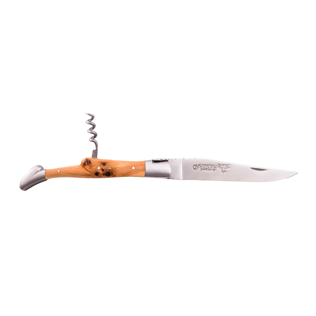 Laguiole En Aubrac Folding Knife with Corkscrew (12cm) - Juniper Wood