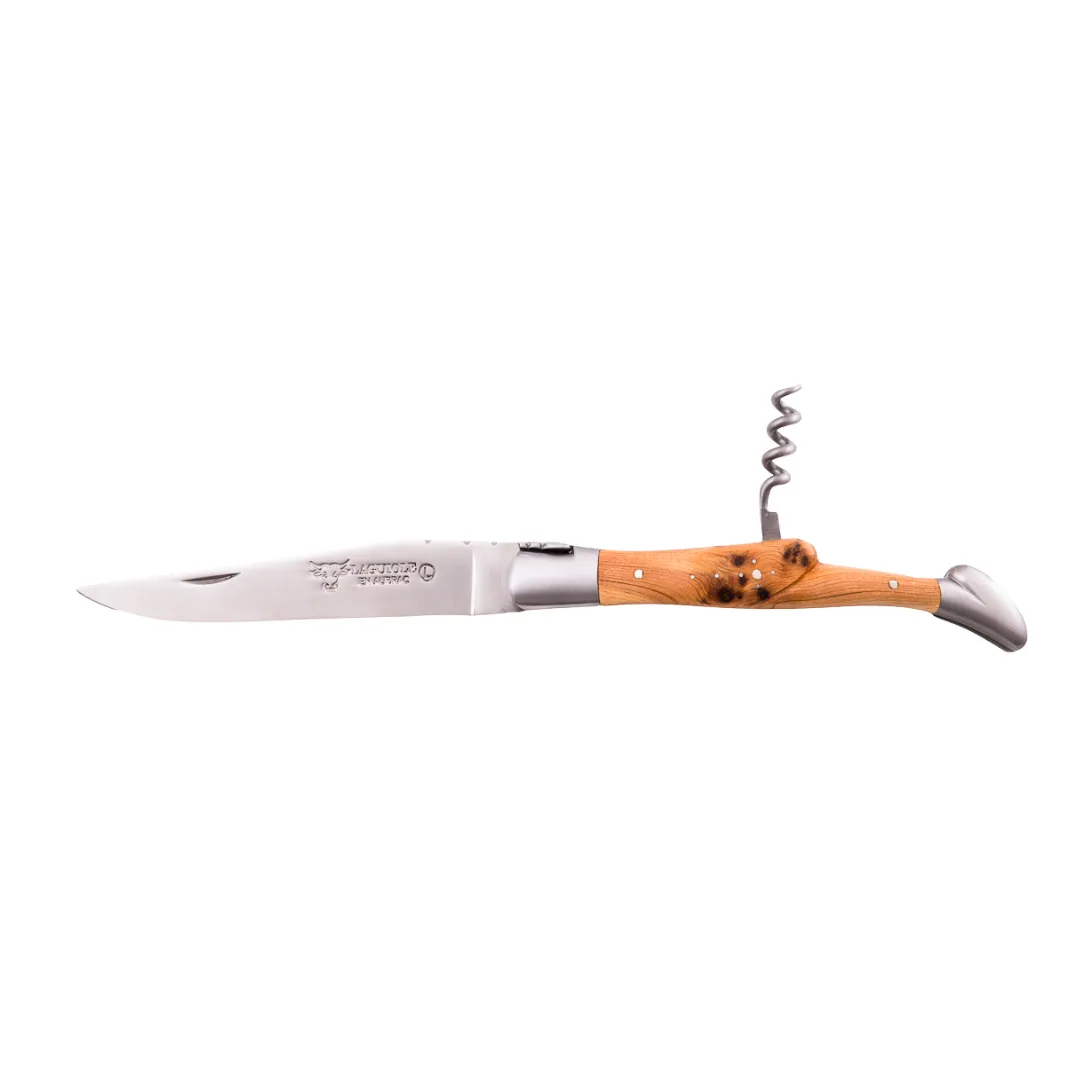 Laguiole En Aubrac Folding Knife with Corkscrew (12cm) - Juniper Wood