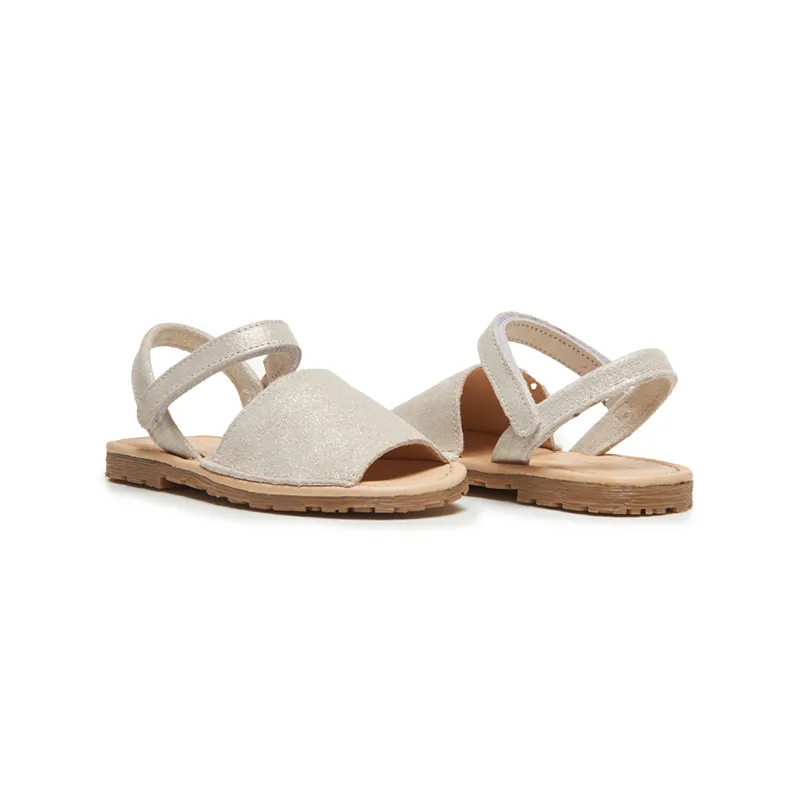 Leather Sandals In Nude Shimmer