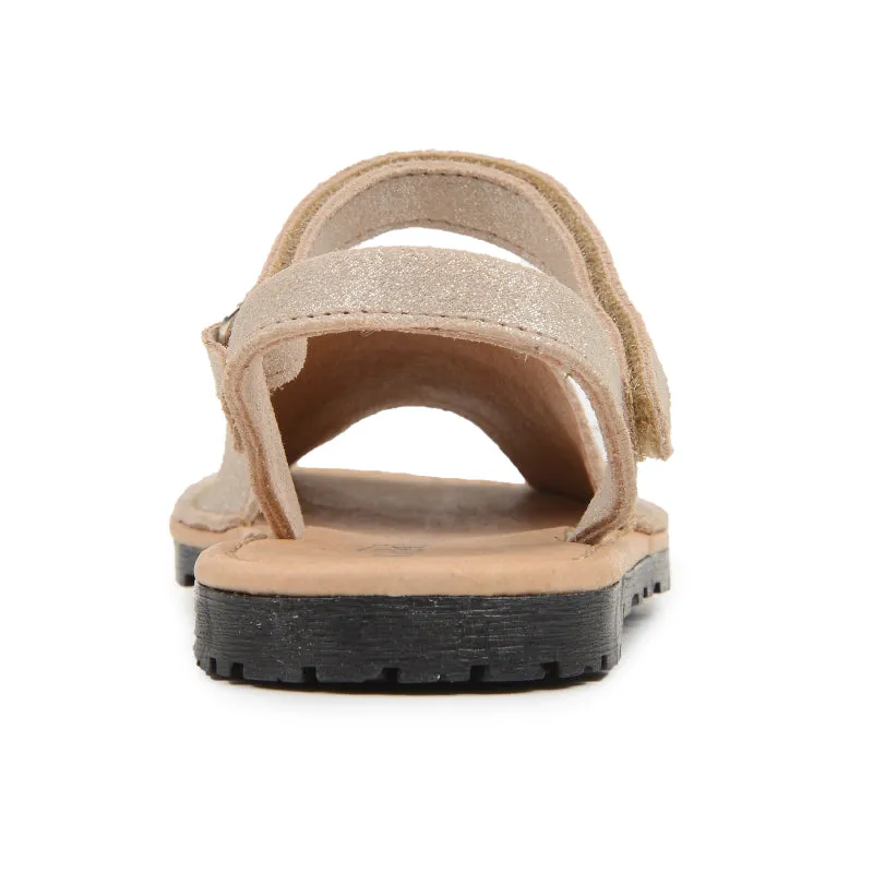 Leather Sandals In Nude Shimmer