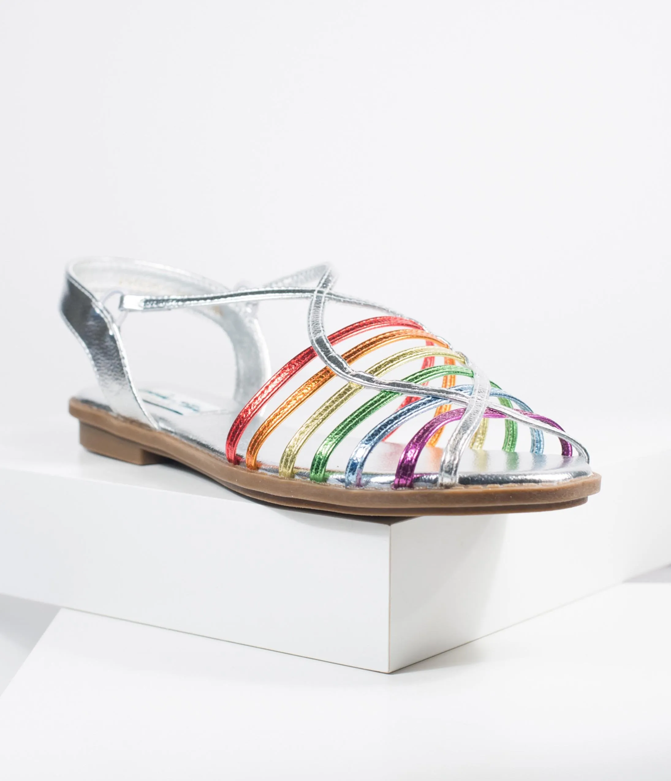 Lulu Hun Silver & Rainbow Strappy Iris Sandal