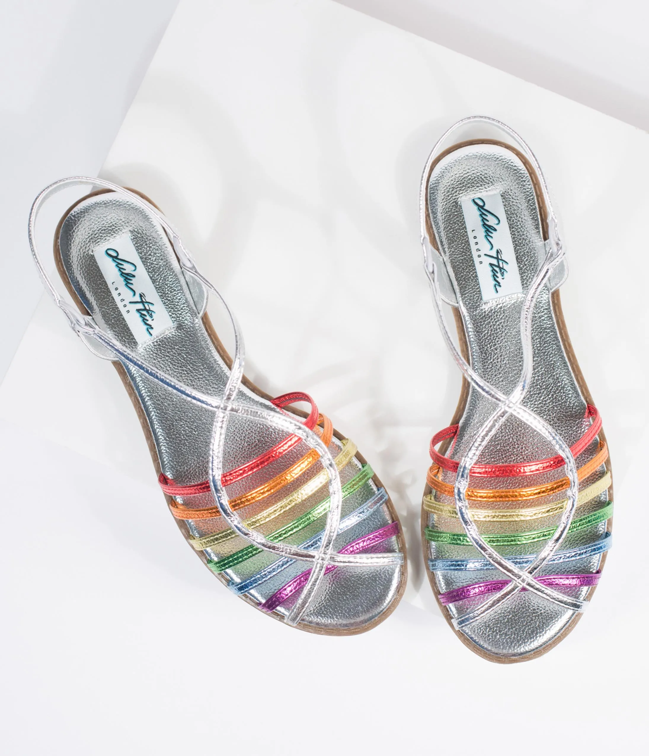 Lulu Hun Silver & Rainbow Strappy Iris Sandal