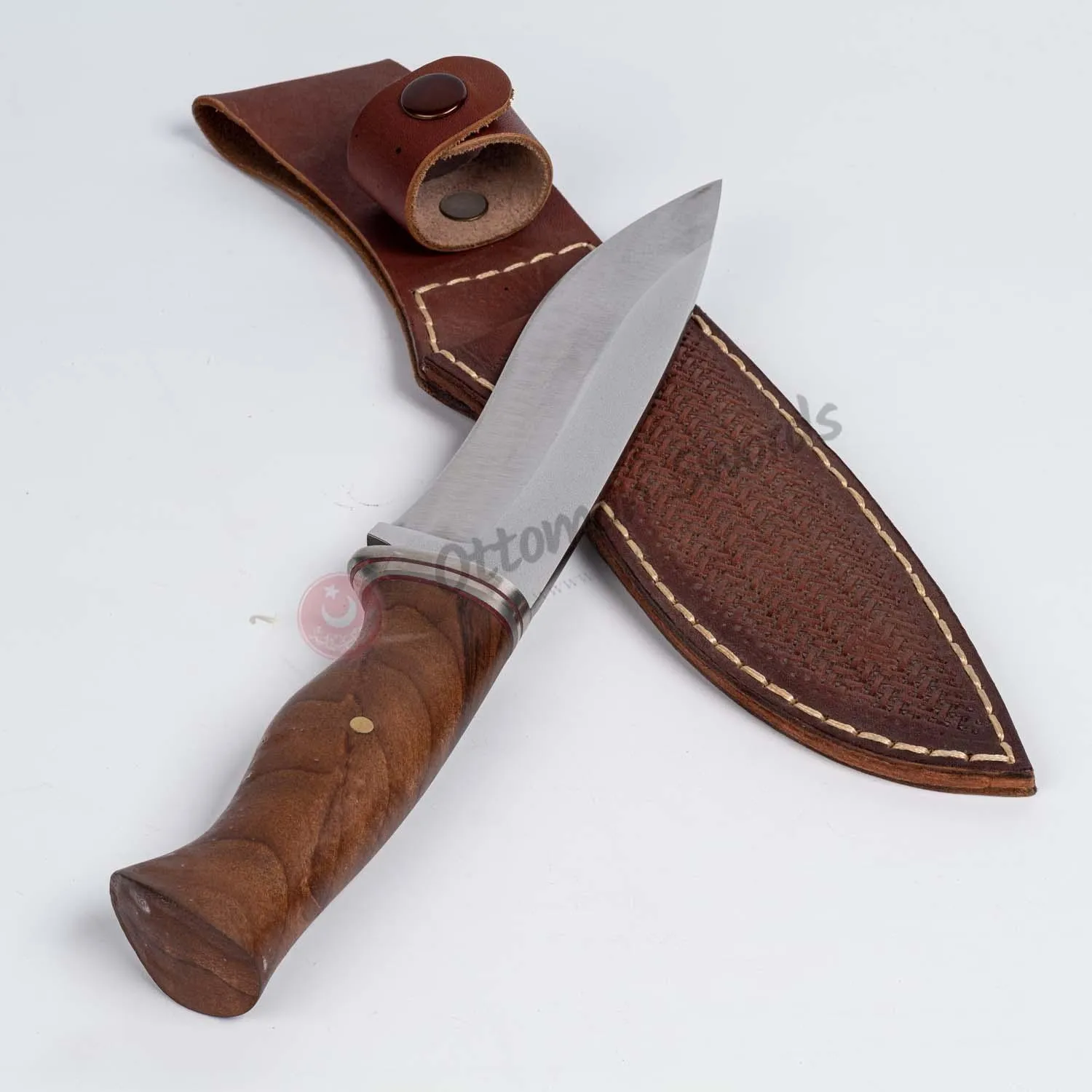 Outdoor Bushcraft Camping knife With Fixed Blade and Wooden Handle 11"