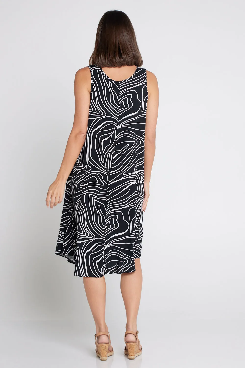 Susie Dress - Black/White Swirl