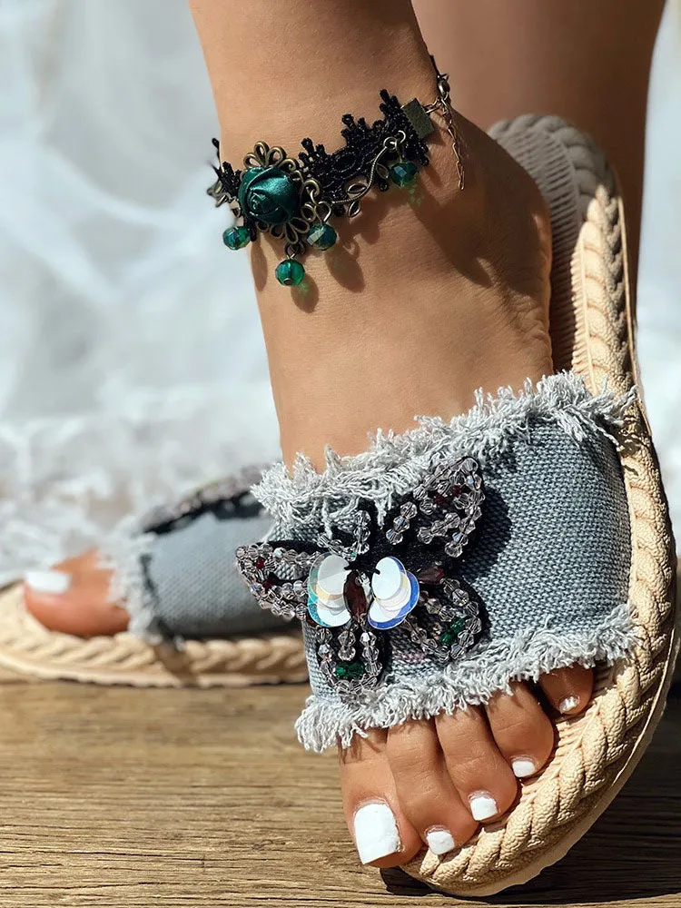 Toleet Denim Strap Beach Sandals