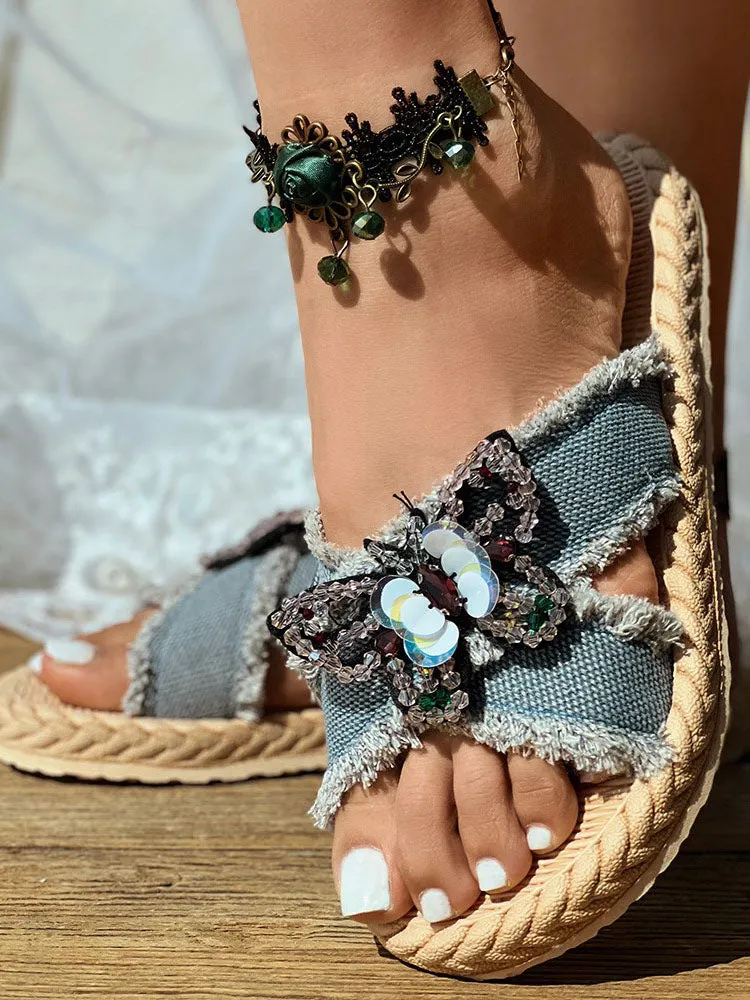 Toleet Denim Strap Beach Sandals