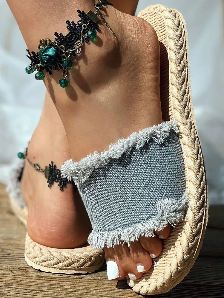 Toleet Denim Strap Beach Sandals