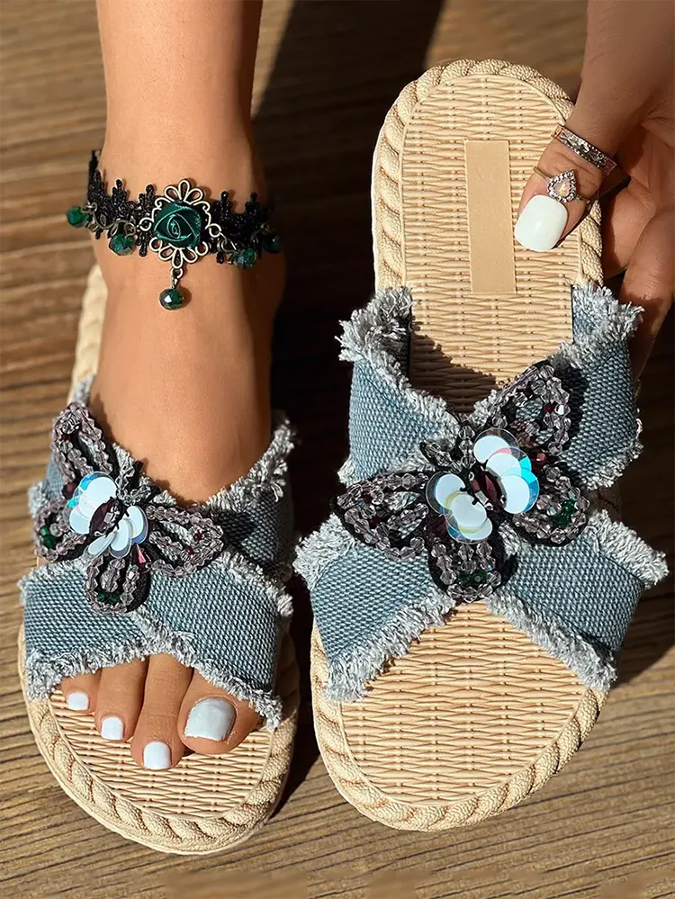 Toleet Denim Strap Beach Sandals